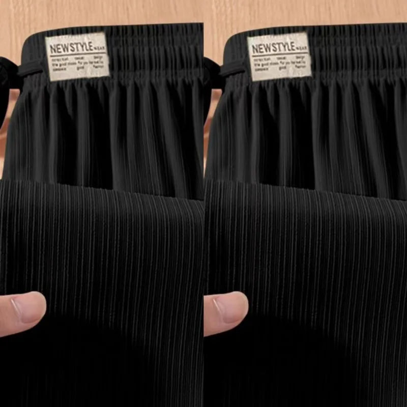High Waist Wide Leg Ice Silk Loose Slimming Long Pants Summer New Style Breathable Thin Straight Cut Casual Trousers for Women