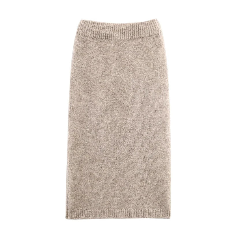 Women Knitted Midi Skirts Two Piece Sets 2025 New Fashion Jacquard Belt Knit Cardigan Women's Suits Autumn Winter Woman Outfits