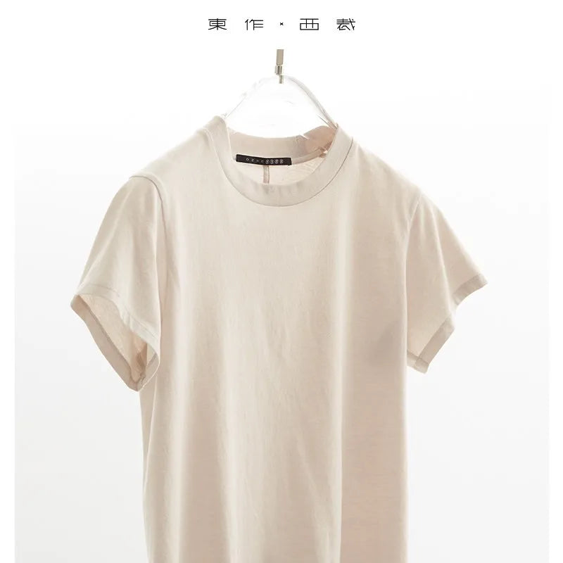 Pure Cotton T-Shirt~Solid Color Regular Shoulder T-Shirt, Casual Short Sleeves, Multiple Colors Available, Women's Style, Summer 2026